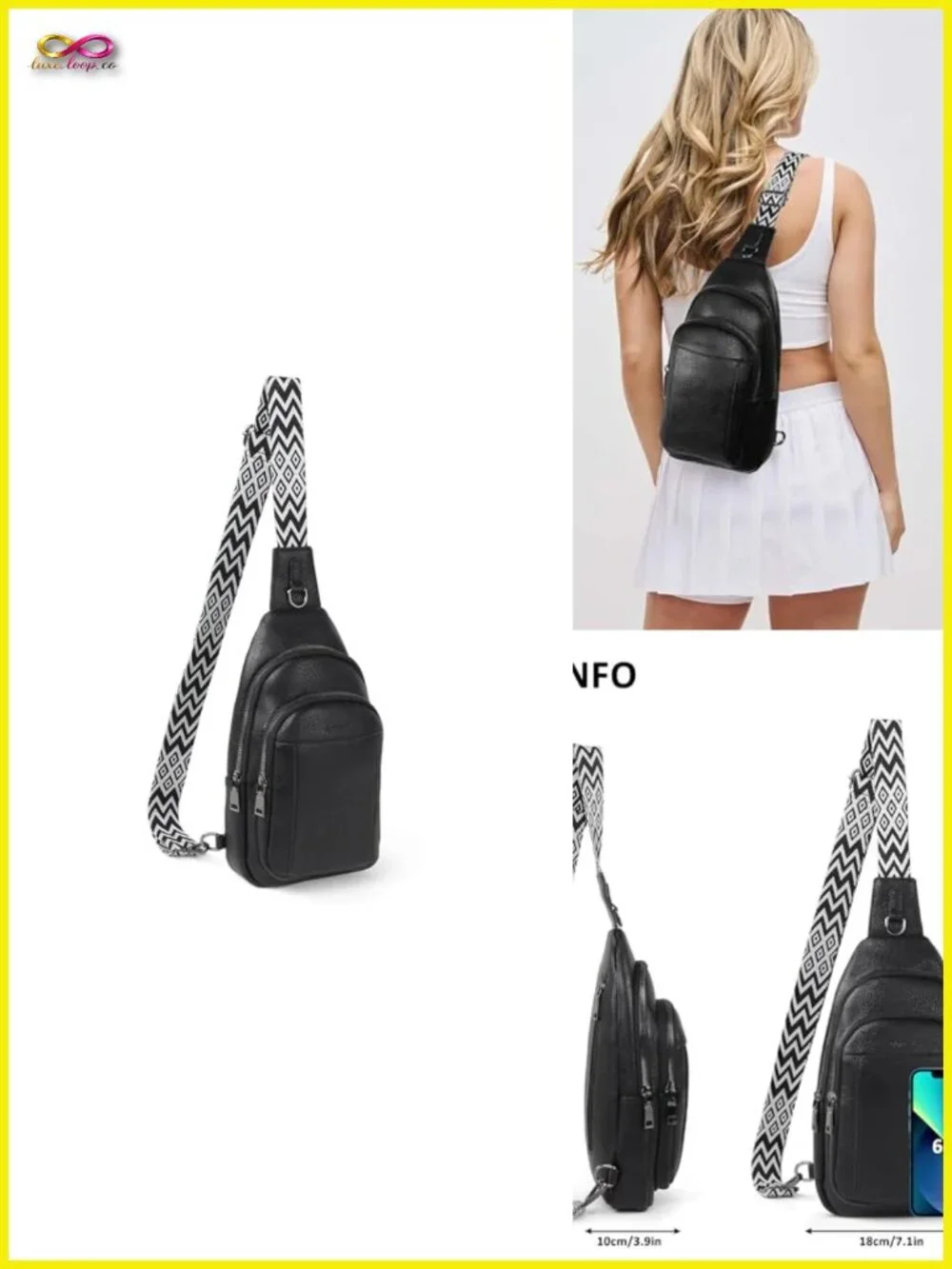 Faux Leather Crossbody Sling Bag with Adjustable Strap